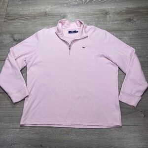 Vineyard Vines Pullover Mens XL Pink 1/4 Zip Whale Logo Lightweight Sweater